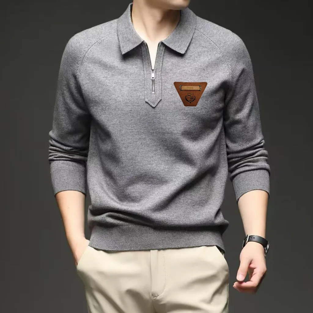 LP/26 Autumn and Winter New Arrival Lapel Zipper Wool Sweater Textured Collar Splicing, His Simple and Classic Combining Designs that Have Been Fashionable Seemingly Niche Designs Can Go Well with Various Occasions Thickened Fabric Yarn Made of Wool Thickness in Autumn and Winter Comfortable Upper Body Breathable and Good Warmth Keeping Size: M-3XL